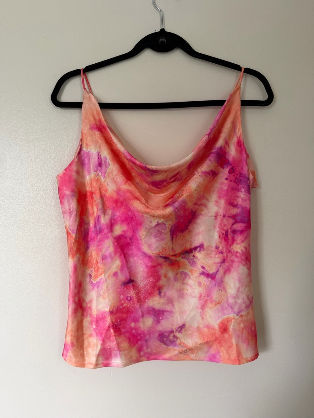 Outryt Tie-Dye Cowl Neck Camisole Pink Orange Size XL